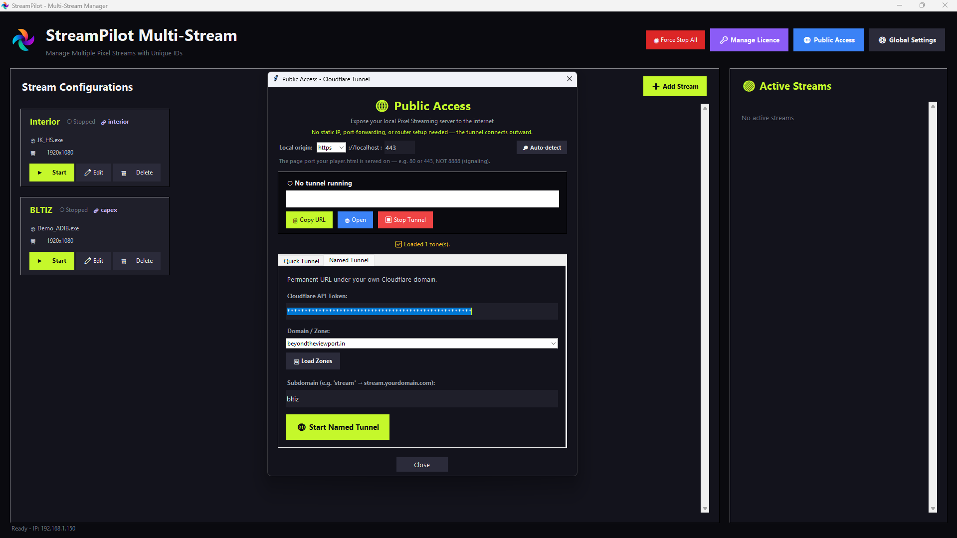 StreamPilot v2 — Named Tunnel on your own Cloudflare domain