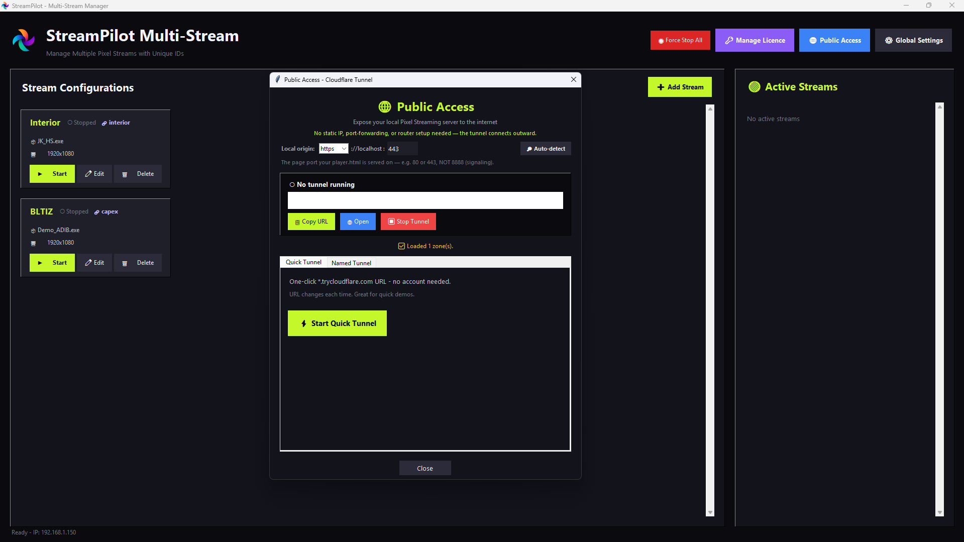 StreamPilot v2 — Public Access with Quick Tunnel